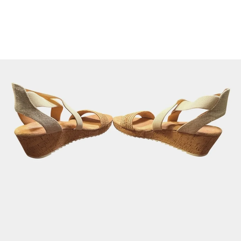 Easy Spirit Lorena8 Wedge Sandals Womens 10 Light Natural Good Woven Cork Boho - Picture 2 of 9